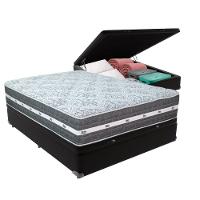 Cama Box Baú Preto E Colchão Black Graphite Molas Ensacadas Casal 138x188x27 Anjos - 5