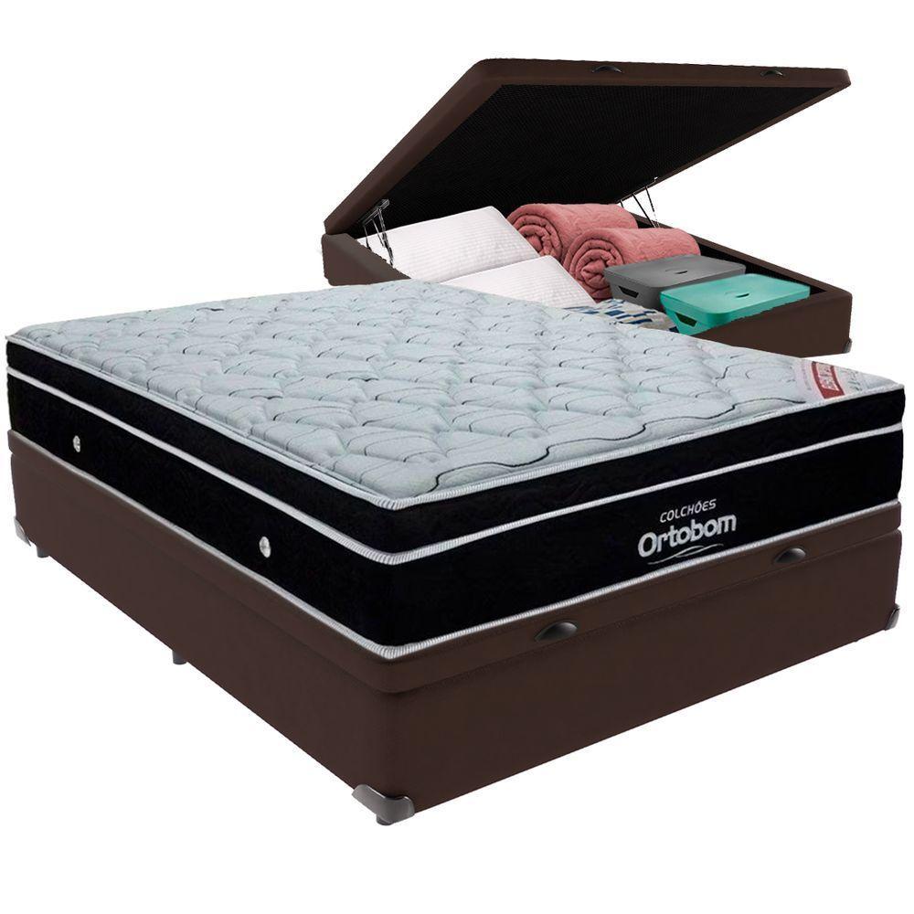 Cama Box Baú Marrom E Colchão Elegant Molas Ensacadas Casal Ortobom - 5