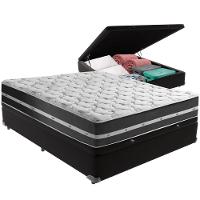 Cama Box Baú Preto E Colchão Classic Preto Molas Ensacadas Casal Anjos - 5