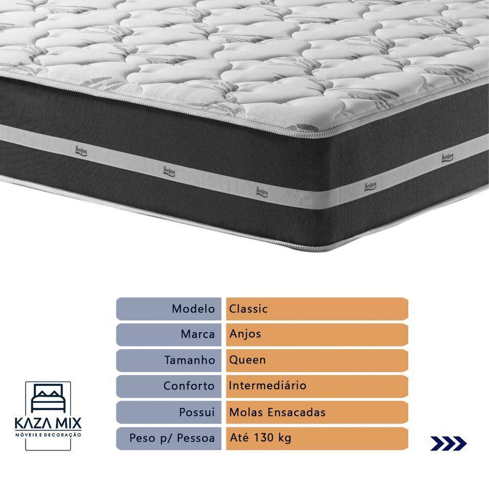 Cama Box Baú Marrom E Colchão Classic Preto Molas Ensacadas Queen Anjos - 2