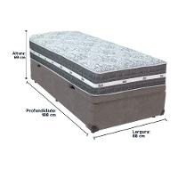 Cama Box Baú Cinza E Colchão Black Graphite Molas Ensacadas Solteiro 88x188x32 Anjos - 6