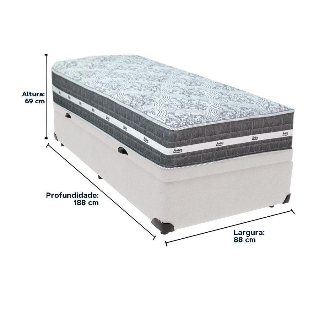 Cama Box Baú Branco E Colchão Black Graphite Molas Ensacadas Solteiro 88x188x32 Anjos - 6