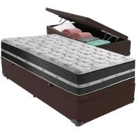Cama Box Baú Marrom E Colchão Classic Preto Molas Ensacadas Solteiro Anjos - 5