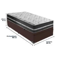 Cama Box Baú Marrom E Colchão Classic Preto Molas Ensacadas Solteiro Anjos - 6