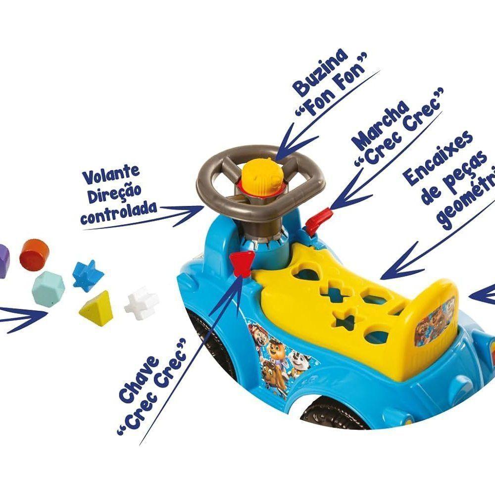 Carrinho Andador Interativo Dog Azul Buzina Peças Encaixar - 3