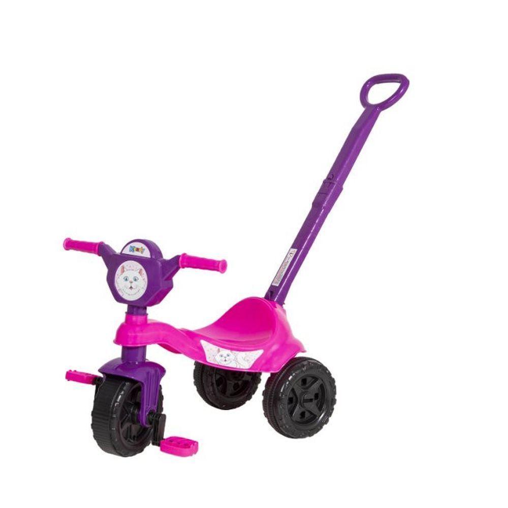 Carrinho De Passeio Com Pedal Triciclo Gatinha Com Haste - 3