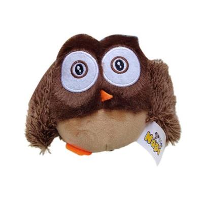 Brinquedo Para Pets Mordedor Coruja De Pelúcia Apito Sonoro