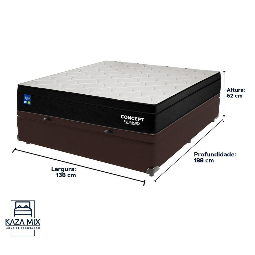 Cama Box Baú Marrom E Colchão Casal Concept Molas Ensacadas Plumatex - 3