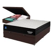 Cama Box Baú Marrom E Colchão Casal Concept Molas Ensacadas Plumatex - 1