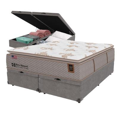 Cama Box Baú Cinza E Colchão Queen Ritz Resort Pillow High Tech Sealy