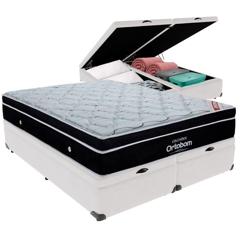 Cama Box Baú Branco E Colchão Elegant Molas Ensacadas Queen Ortobom - 5