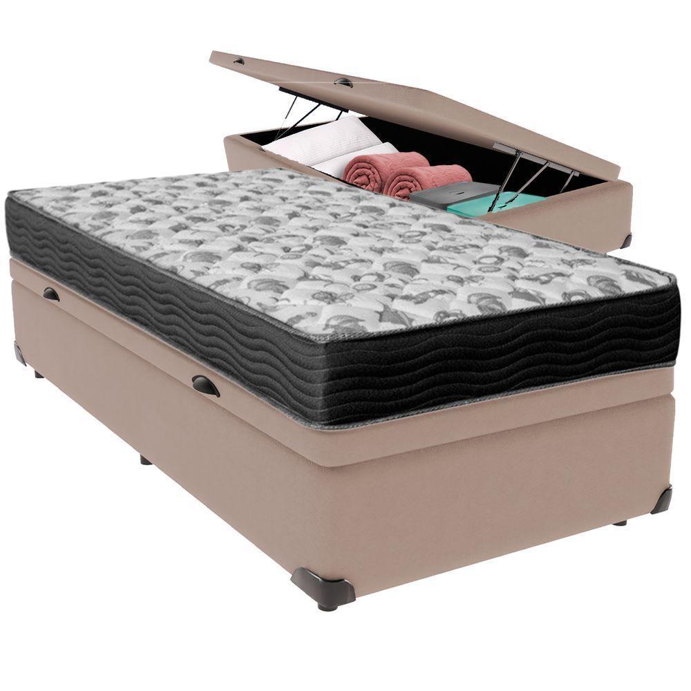 Cama Box Baú Bege E Colchão Iso100 Espuma D33 Solteiro Ortobom - 5