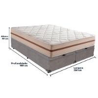 Cama Box Baú Cinza E Colchão Classic 22 Cm Molas Ensacadas Queen Anjos - 6