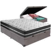 Cama Box Baú Cinza E Colchão Classic Preto Molas Ensacadas Casal Anjos - 5