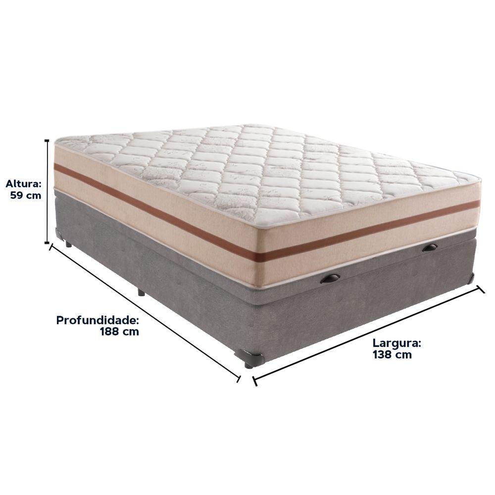 Cama Box Baú Cinza E Colchão Classic 22 Cm Molas Ensacadas Casal Anjos - 6