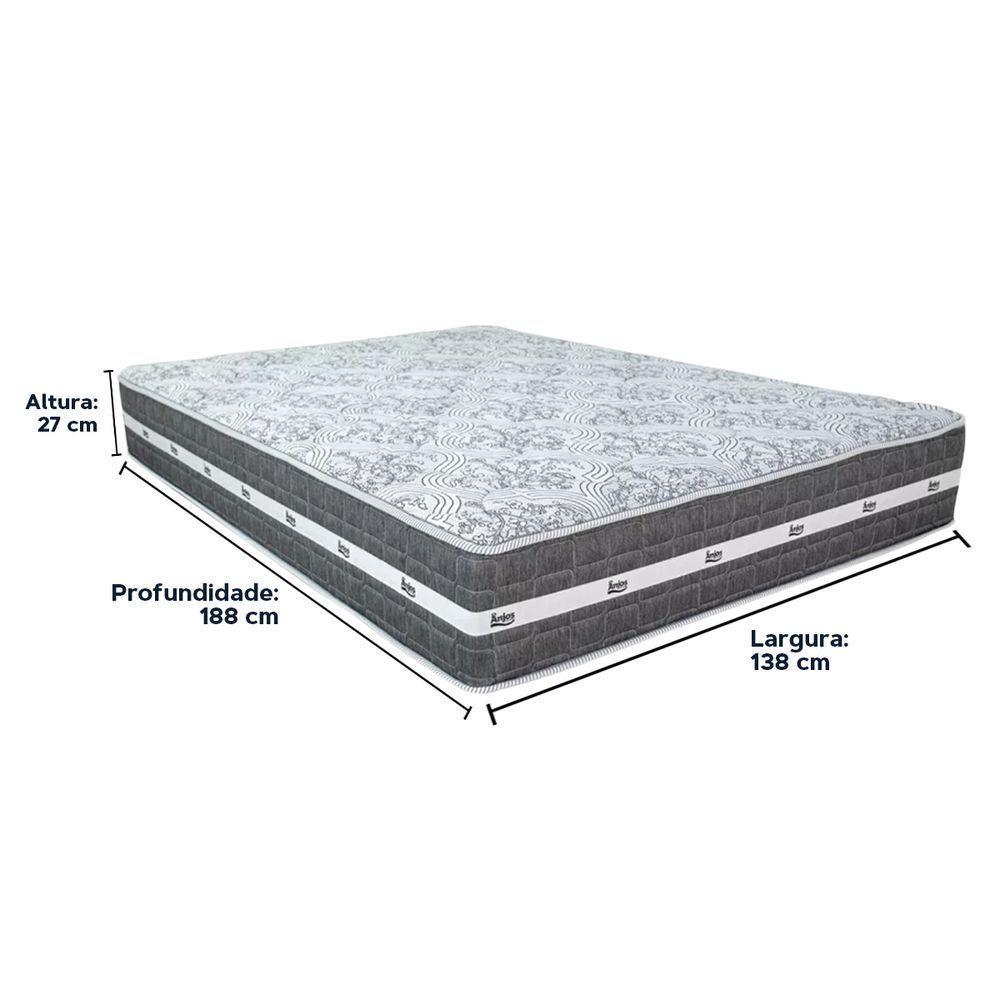 Cama Box Baú Branco E Colchão Black Graphite Molas Ensacadas Casal 138x188x27 Anjos - 3