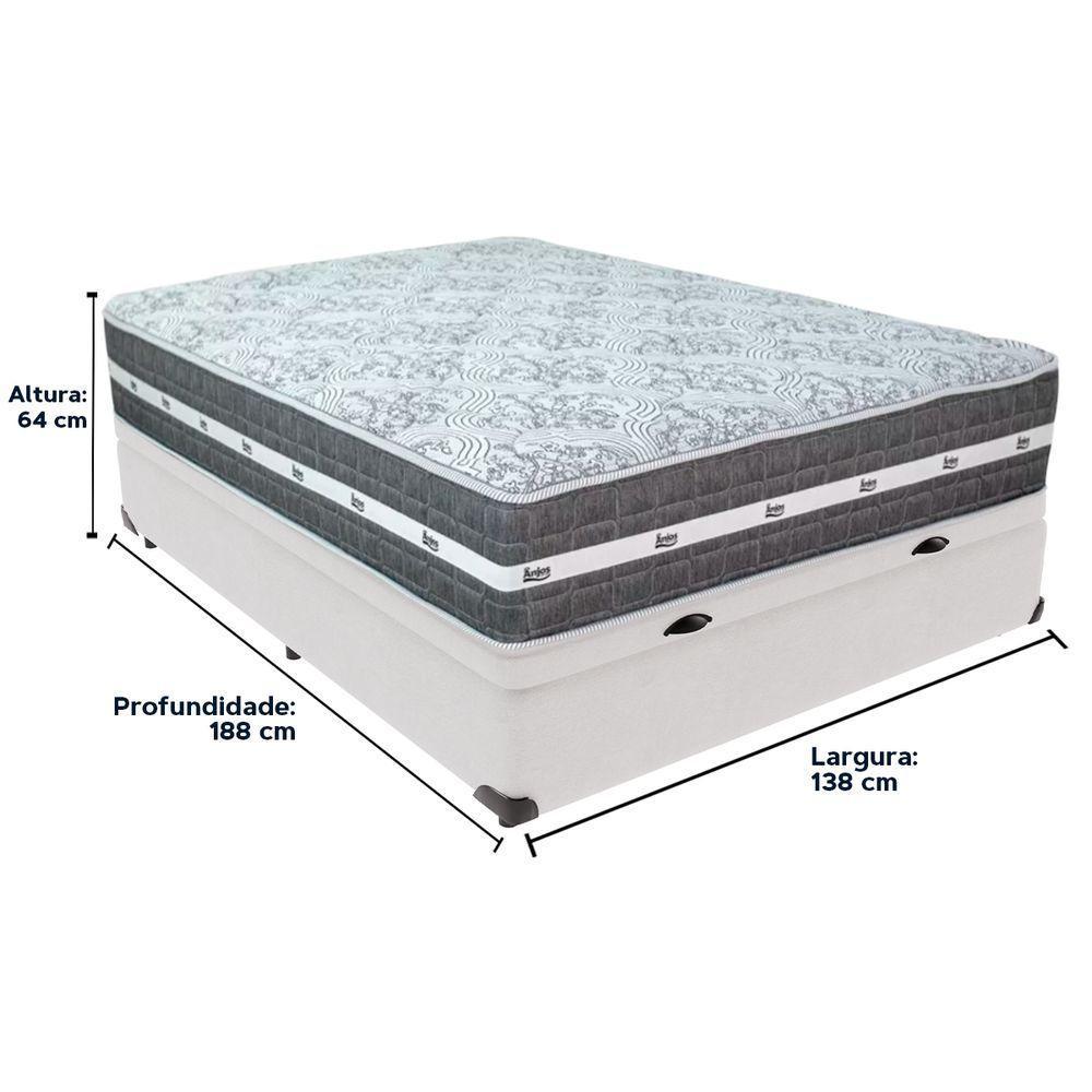 Cama Box Baú Branco E Colchão Black Graphite Molas Ensacadas Casal 138x188x27 Anjos - 6