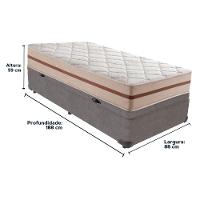 Cama Box Baú Cinza E Colchão Classic 22 Cm Molas Ensacadas Solteiro Anjos - 6