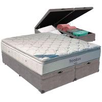 Cama Box Baú Cinza E Colchão Freedom Molas Ensacadas King Ortobom - 5