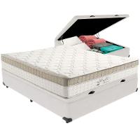 Cama Box Baú Branco E Colchão King Best Bege Molas Ensacadas Casal Anjos - 5