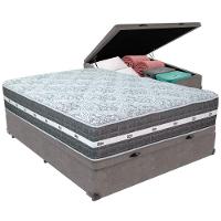 Cama Box Baú Cinza E Colchão Black Graphite Molas Ensacadas Casal Anjos - 5