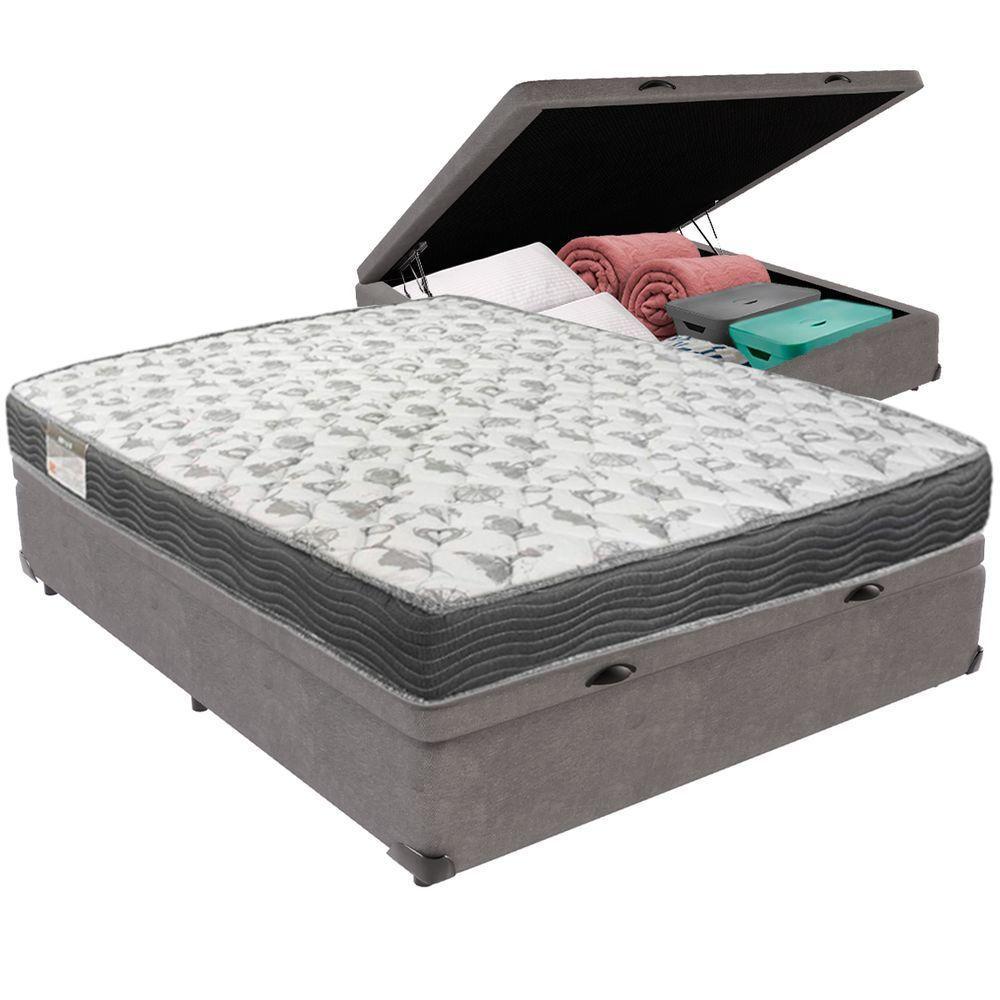 Cama Box Baú Cinza E Colchão Iso100 Espuma D33 Casal Ortobom - 5