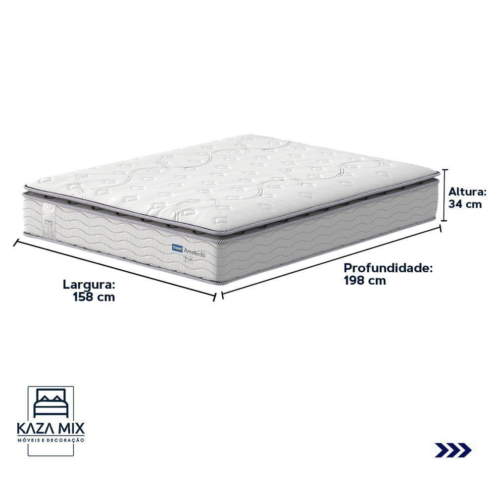 Cama Box Baú Cinza E Colchão Amsterdã Molas Ensacadas Queen Probel - 3