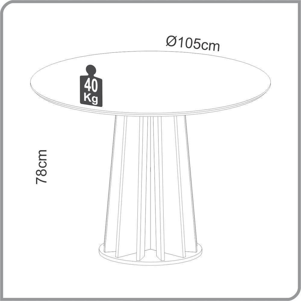Mesa De Jantar Redonda Em Mdf 105cm Freijó-Preto Tm71 Jpf - 2