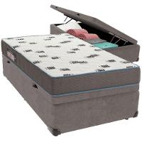 Cama Box Baú Cinza E Colchão Light Espuma D33 Solteiro Ortobom