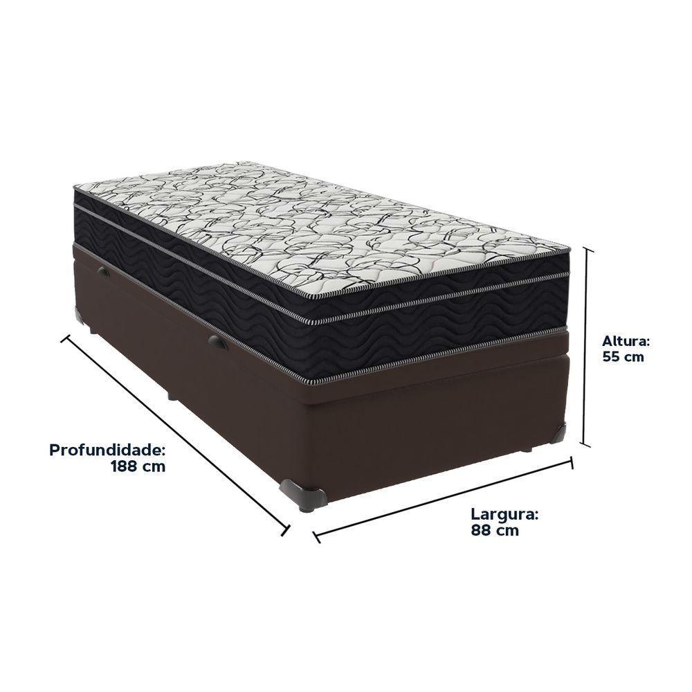 Cama Box Baú Marrom E Colchão Airtech 150 Espuma D45 Solteiro Ortobom - 6