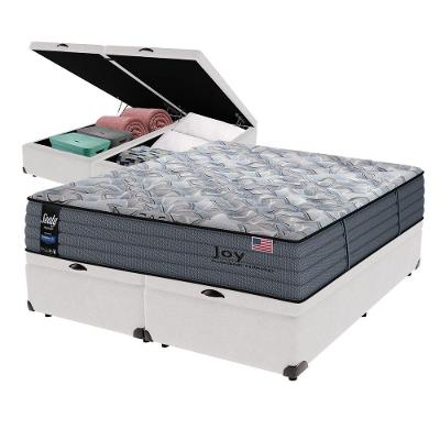Cama Box Baú Branco E Colchão Queen Joy Molas Ensacadas Sealy