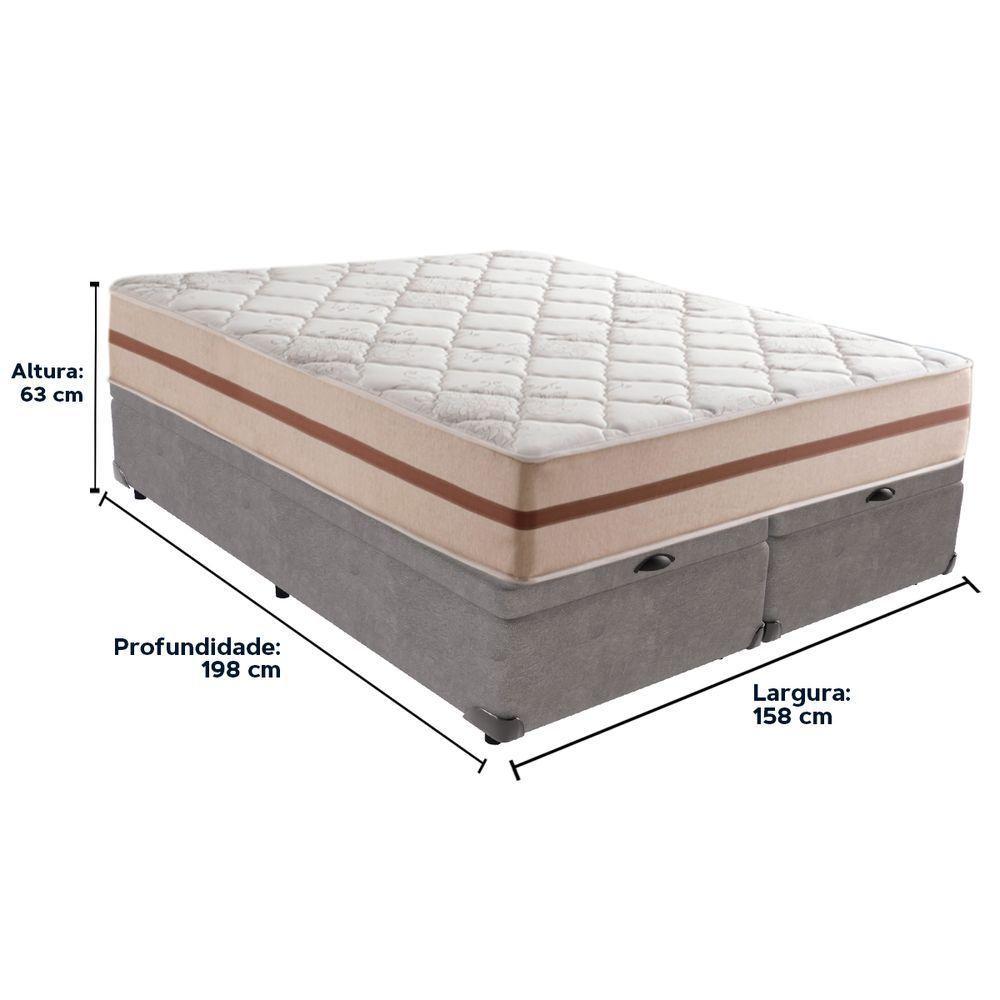 Cama Box Baú Cinza E Colchão Classic 26 Cm Molas Ensacadas Queen Anjos - 6