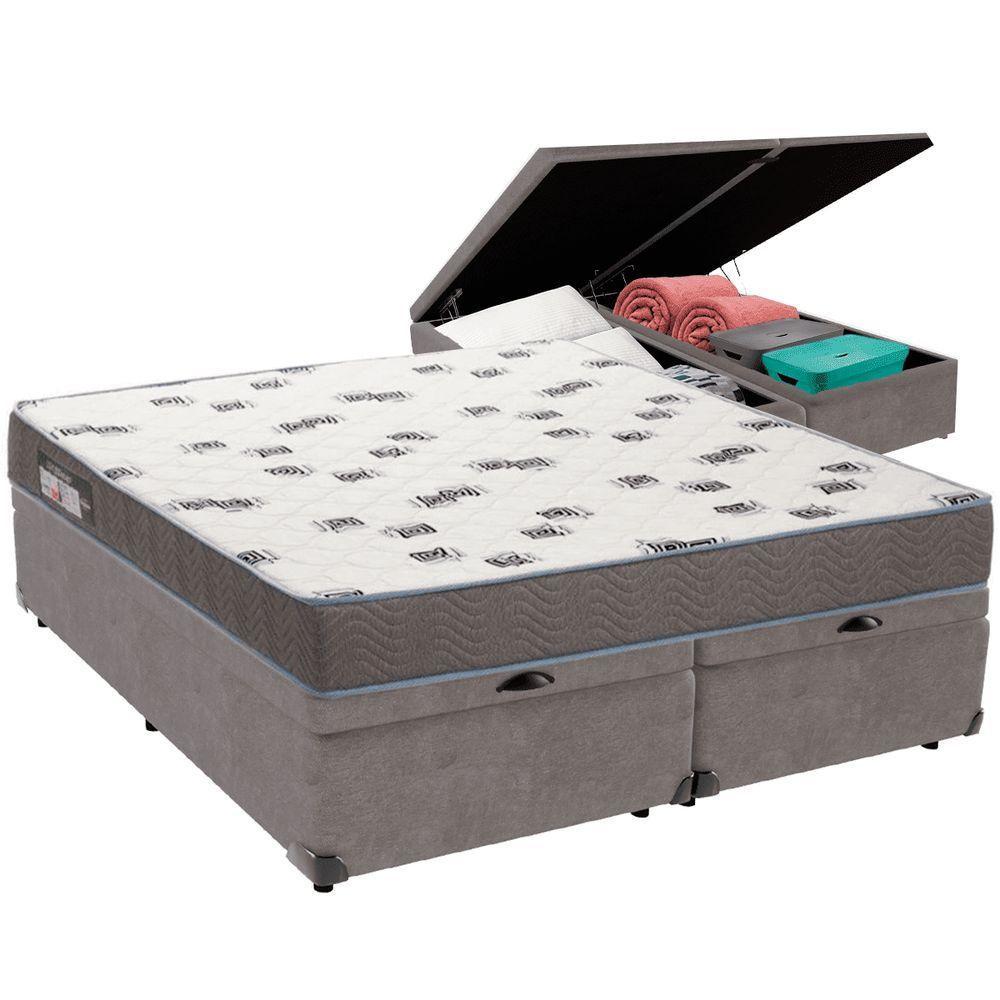 Cama Box Baú Cinza E Colchão Light Espuma D33 Queen Ortobom - 5