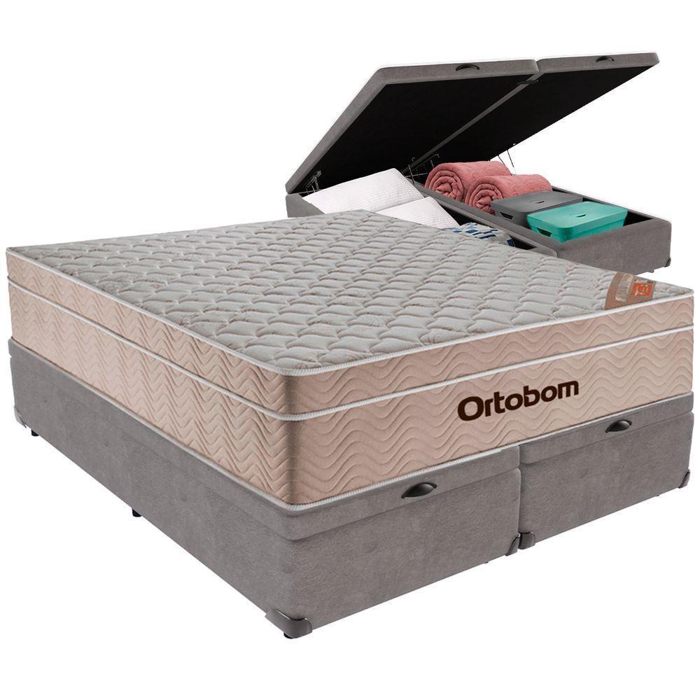 Cama Box Baú Cinza E Colchão Airtech Springpocket Molas Ensacadas Queen Ortobom - 5
