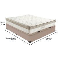 Cama Box Baú Bege E Colchão King Best Bege Molas Ensacadas Casal Anjos - 6