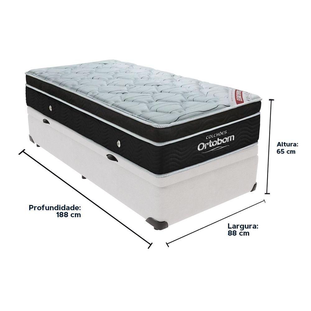 Cama Box Baú Branco E Colchão Elegant Molas Ensacadas Solteiro Ortobom - 6