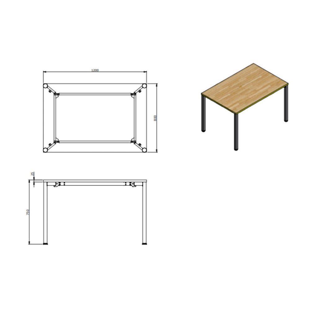 Mesa Parus 6 Lugares 120x80 Cm Tampo Em Mdp 25mm Preto Roal - 3