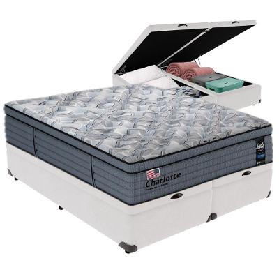 Cama Box Baú Branco E Colchão King Charlotte Molas Ensacadas Sealy