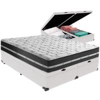 Cama Box Baú Branco E Colchão Classic Preto Molas Ensacadas King Anjos - 5