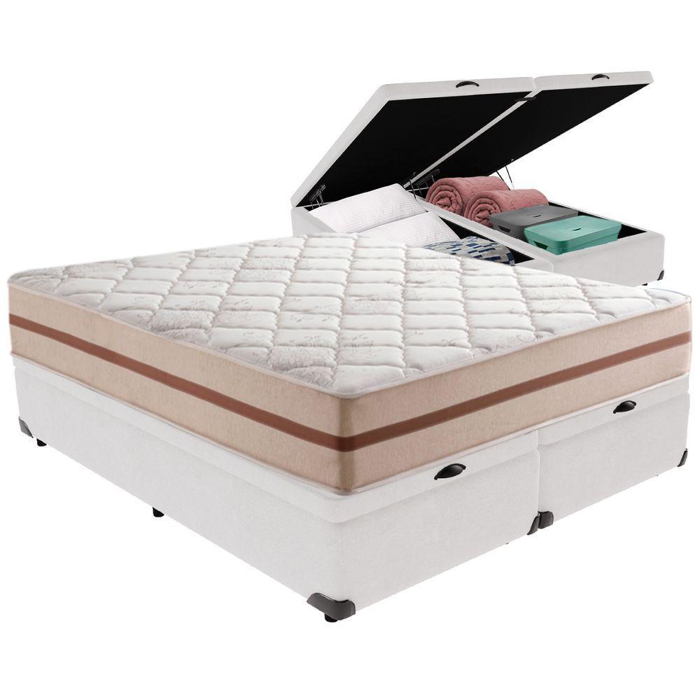 Cama Box Baú Branco E Colchão Classic 26 Cm Molas Ensacadas Queen Anjos - 5