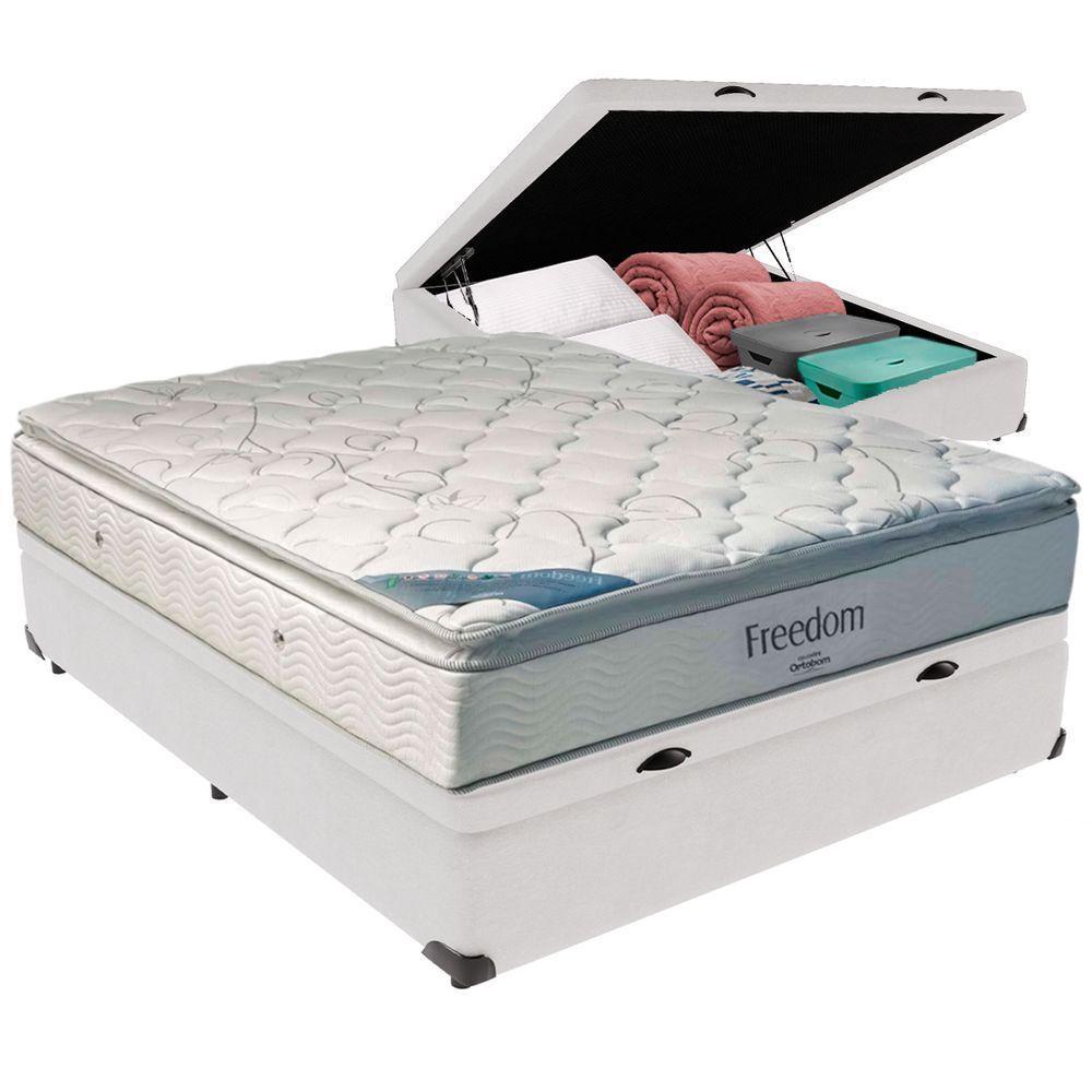 Cama Box Baú Branco E Colchão Freedom Molas Ensacadas Casal Ortobom - 5