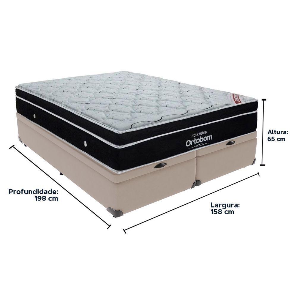 Cama Box Baú Bege E Colchão Elegant Molas Ensacadas Queen Ortobom - 6