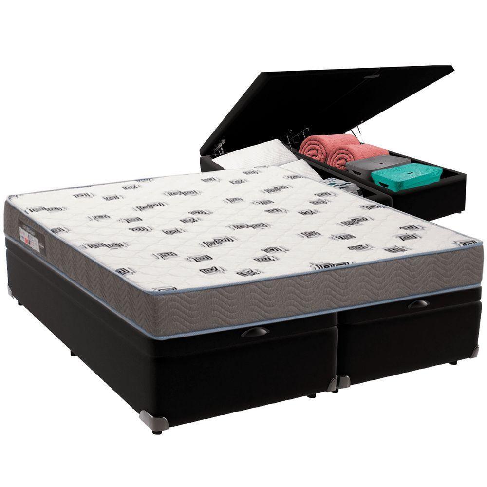 Cama Box Baú Preto E Colchão Light Espuma D33 Queen Ortobom - 5