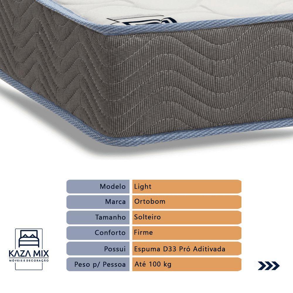 Cama Box Baú Bege E Colchão Light Espuma D33 Solteiro Ortobom - 2