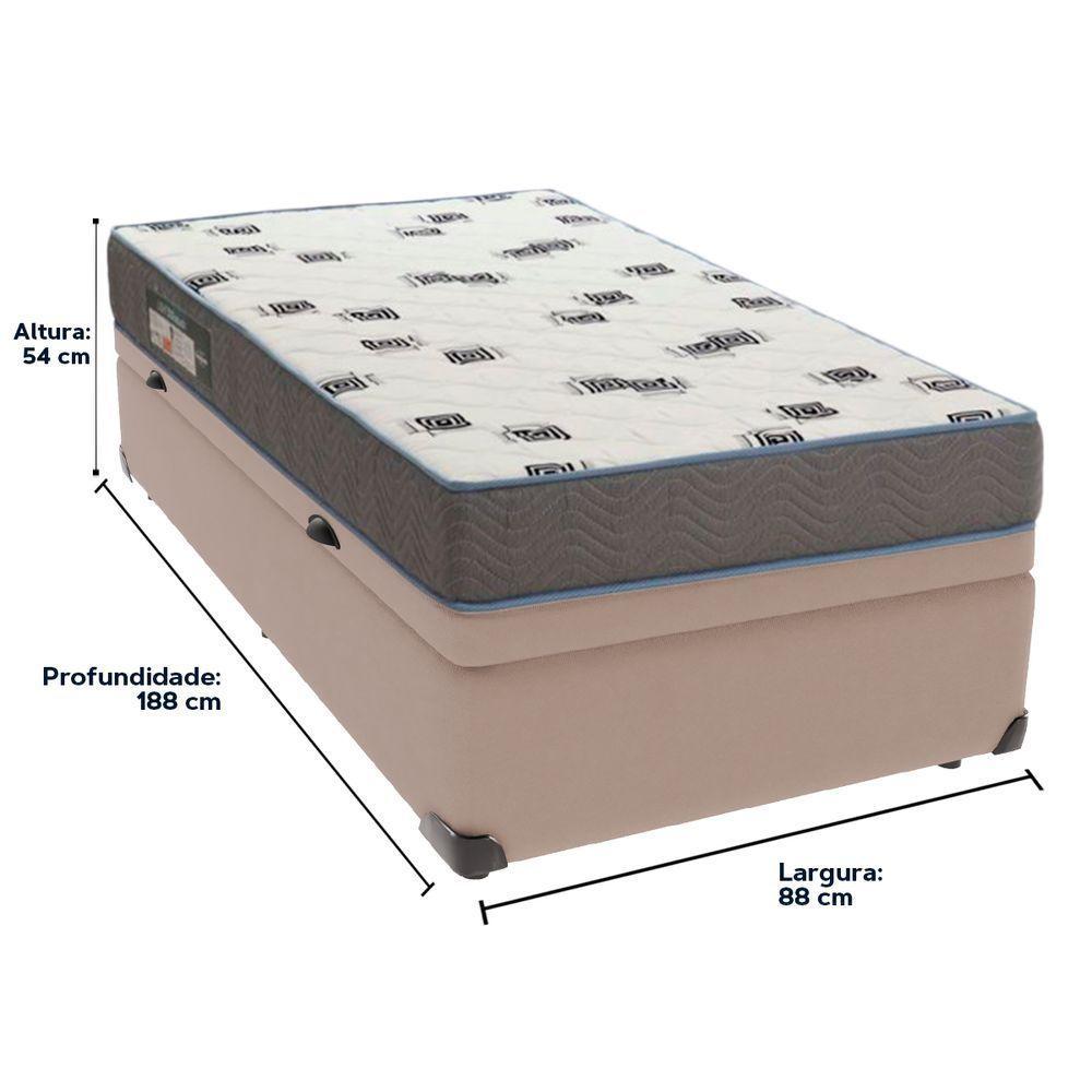 Cama Box Baú Bege E Colchão Light Espuma D33 Solteiro Ortobom - 5
