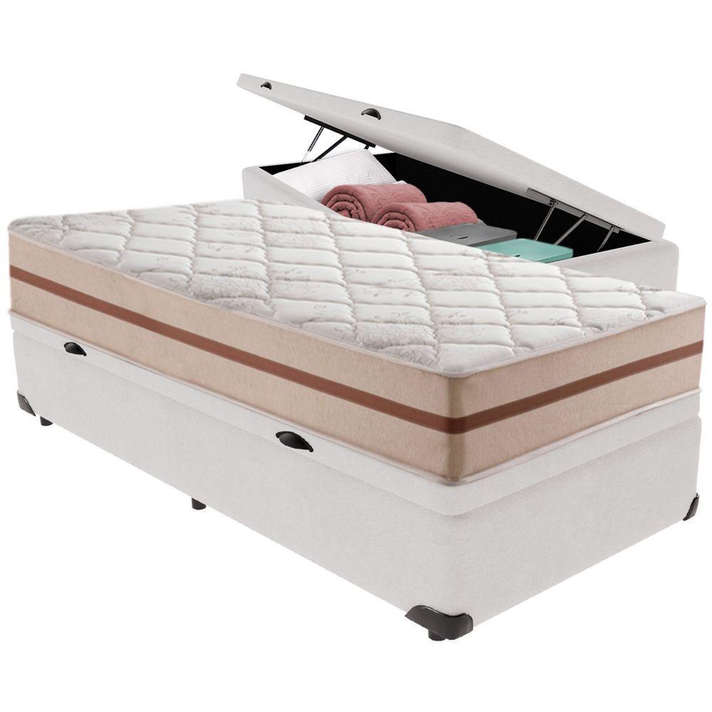 Cama Box Baú Branco E Colchão Classic 22 Cm Molas Ensacadas Solteiro Anjos - 5