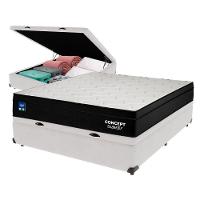Cama Box Baú Branco E Colchão Casal Concept Molas Ensacadas Plumatex - 1