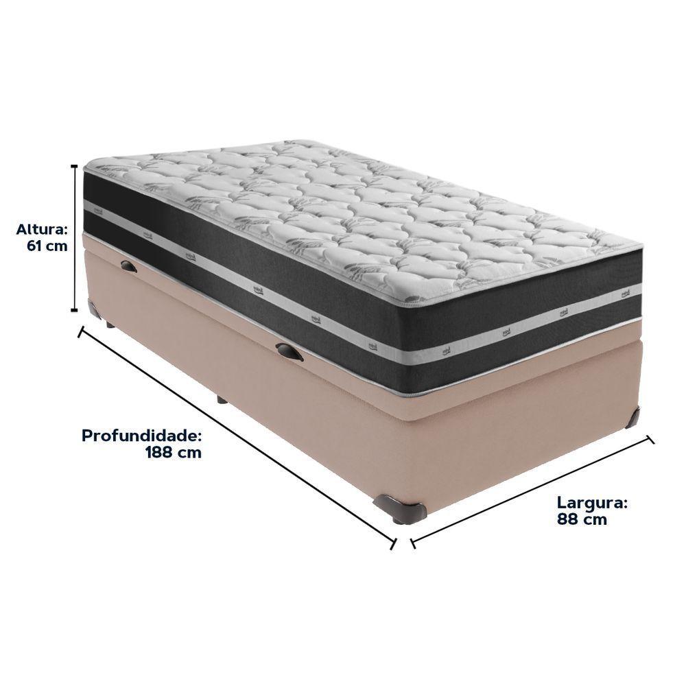 Cama Box Baú Bege E Colchão Classic Preto Molas Ensacadas Solteiro Anjos - 6
