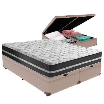 Cama + Box Com Bau Queen Classic Anjos Bege