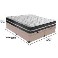 Cama Box Baú Bege E Colchão Classic Preto Molas Ensacadas Queen Anjos - 6